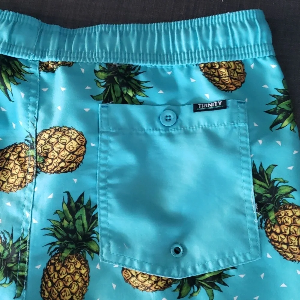 Men's Trinity Collective Pineapple Slim-Fit Elastic Swim Shorts, Size L